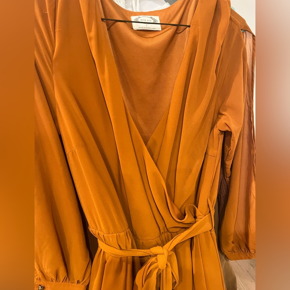 Joyfolie Mia Joy Aniya maxi dress, long sleeve, burnt orange - Picture 3 of 5